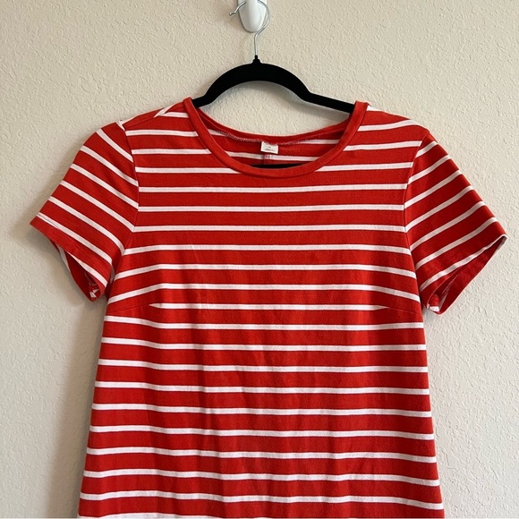 2/$30 Old Navy Orange Red and White Striped Stretchy Soft Shirt Dress - Picture 2 of 8